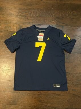 Jordan Navy and Yellow #7 Athletic Jersey